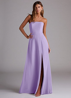 Azazie Wren Bridesmaid Dresses Lilac A-Line Side Slit Chiffon Convertible Dress image5