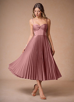 Léna Light Pink Pleated Midi Dress image5