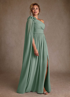 Azazie Lancaster Mère de la mariée Robes Robe Trapèze en Mousseline de soie Une épaule Sauge D'argent image3