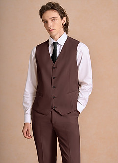 front James Espresso Structured Stretch Suit Vest