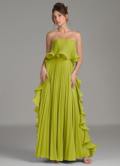 Azazie Alexia Bridesmaid Dresses Lemongrass A-Line Ruched Chiffon Dress image1