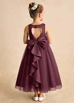 Azazie Solia Flower Girl Dresses Cabernet Ball-Gown Bow Tulle Dress image1
