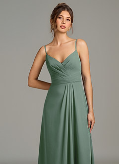 Azazie Sherah Bridesmaid Dresses Eucalyptus A-Line Pleated Chiffon Dress image6