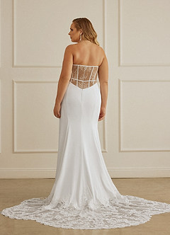 Christian Siriano Bridal for Azazie 2004 Wedding Dresses Diamond White Sand Sheath Lace Crepe Back Satin Dress image14