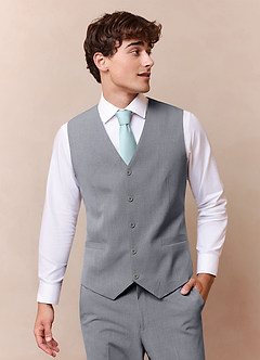 front Savile Gris Chaleco de traje de mezcla de lana