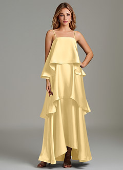 Azazie Azalea Vestidos de damas de honor Vestido Butter de Satén Elástico de Línea A con Drapeado image1