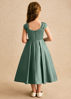 Azazie Yosemite Jurken voor bloemenmeisjes Baljurk Jurk van Mat Satijn Sweetheart Halslijn Eucalyptus image2