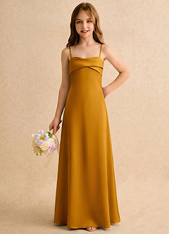 Azazie Mirabella Girls Formal Flower Girl Klänningar Klänning Tubklänning i Stretch Satin Hjärtformad urringning image5