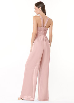 Azazie Berdie Abiti da Damigella Tuta in Chiffon con Scollo Halter Rosa Cipria image4