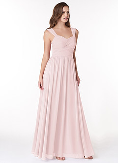 Azazie Zapheira Bridesmaid Dresses Blushing Pink A-Line Ruched Chiffon Dress image4