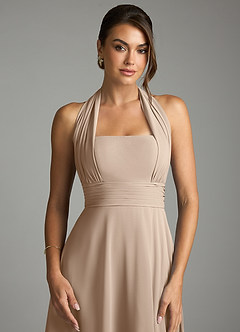 Azazie Tamira Bridesmaid Dresses Taupe A-Line Pleated Chiffon Convertible Dress image6