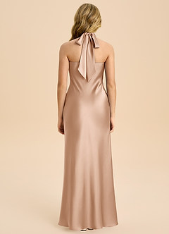 Azazie Chickie Junior Robe Fourreau en Satin extensible Plissée Rose Perle image2