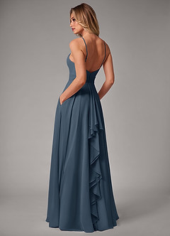 Azazie Amalia Abiti da Damigella Abito A-Line in Chiffon Plissettato Blu Nettuno image2