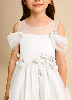 Azazie Juni Abiti da Ragazza di Fiori Abito Principessa in Tulle Plissettato Avorio image9