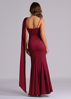 Azazie Inara Bridesmaid Dresses Burgundy Mermaid Pleated Stretch Satin Dress image2