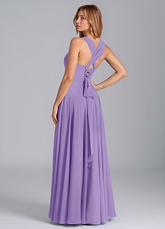 Azazie Darana 신부 들러리 드레스 A라인 코르셋 쉬폰 바닥 길이 드레스 image6