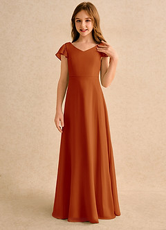 Azazie Nari Junior Formal Flower Girl Klänningar Klä A-Line i Chiffong med ärmar image5