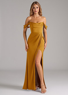 Azazie Johana Vestidos de damas de honor Vestido de Caramelo de Satén Elástico de Corte Sirena Convertible con Vestidos sin tirantes image3