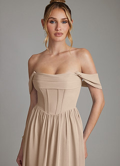 Azazie Caterina Brautjungfernkleider A-Linie Korsett Chiffon Kleid Taupe image8