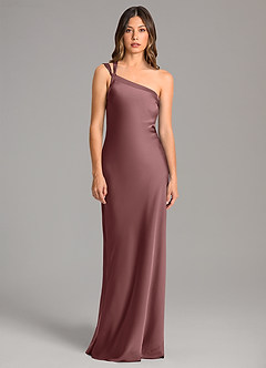 Azazie Monroe Bridesmaid Dresses Vintage Mauve Mermaid One Shoulder Stretch Satin Dress image4
