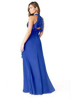Azazie Aviv Robes de demoiselle d'honneur Robe Trapèze en Mousseline de soie Plissée Bleu Roi image2