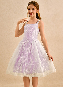 Azazie Cubbie Girls Formal Flower Girl Dresses Candy Pink A-Line Lace Dress image3