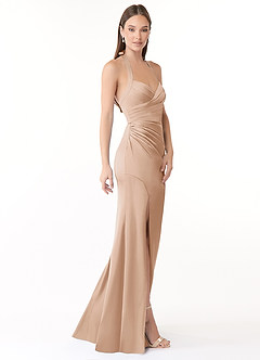 Azazie Emeria Bridesmaid Dresses English Rose Mermaid Pleated Stretch Satin Dress image6