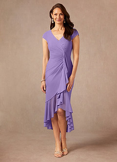 Azazie Renetta Mother of the Bride Dresses Tahiti Sheath V-Neck Pleated Mesh Dress image4