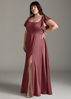 Azazie Bondi Robes de demoiselle d'honneur Robe Trapèze en Satin extensible Arc Améthyste image9