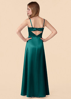 Azazie Renna Junior Peacock Mermaid Pleated Stretch Satin Dress image2