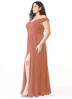 Azazie Audrianna Robes de demoiselle d'honneur Robe Trapèze Convertible en Mousseline de soie Schulterfrei gerafft Mai Tai image9