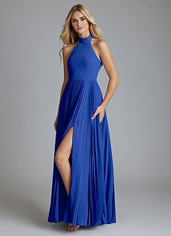 Azazie Keita Bridesmaid Dresses Royal Blue A-Line Pleated Chiffon Dress image1