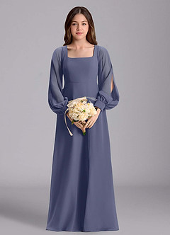 Azazie Bondi Junior Stormy A-Line Blouson Chiffon Dress image3