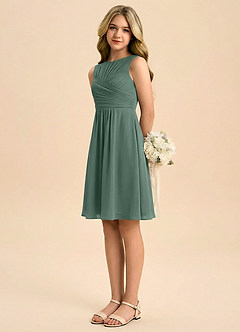 Azazie Skyla Junior Jurk van Chiffon met A-Lijn Geplooid Zeemos image4