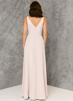 Azazie Kori Bridesmaid Dresses Rose Petal A-Line Pleated Chiffon Dress image2