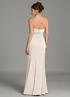 Azazie Helena Robes de demoiselle d'honneur Robe Sirène en Satin extensible Bustier Albâtre Blanc image2