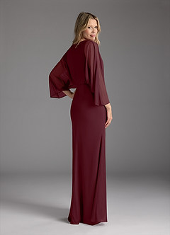 Azazie Ysabella vestidos de madre de la novia Vestido de Cabernet de Malla de Sirena con Plisado image4