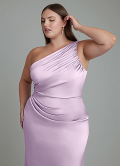 Azazie Akilah Brudtärnklänningar Klänning av Sjöjungfru i Stretch Satin One-shoulder Frostad Lila image13