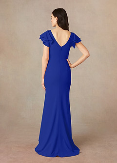 Azazie Peppermint Mother of the Bride Dresses Royal Blue Mermaid Scoop Ruched Stretch Crepe Dress image4