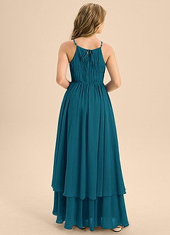 Azazie Elliora Junior Ink Blue A-Line Pleated Chiffon Dress image2