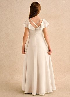 Azazie Nari Girls Formal Vestidos de florista Vestido Alabastro Branco de Chiffon de Linha A com com Mangas image7