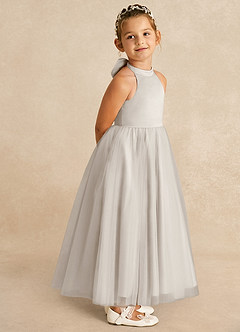 Azazie Bev Blumenmädchenkleider A-Linie Cabrio Tüll Kleid Frost image8