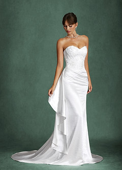 Azazie Angel Vestidos de novia Vestido Diamante Blanco de Charmeuse de Corte Sirena con Palabra de honor image2
