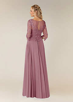 Azazie Noella Mother of the Bride Dresses Vintage Mauve A-Line V-Neck Lace Chiffon Dress image4