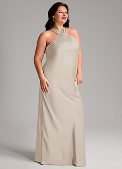 Azazie Doretta Bridesmaid Dresses Frost Mermaid Pleated Stretch Satin Dress image9