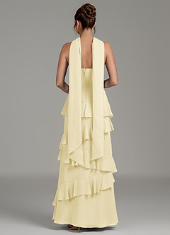 Azazie Imani Bridesmaid Dresses Lemon Sorbet A-Line Ruched Chiffon Dress image4