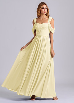 Azazie Koa Brudtärnklänningar Klä av A-Linje i Chiffong Av axeln Citronsorbet image5