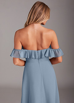 Azazie Lyra Bridesmaid Dresses Dusty Blue A-Line Chiffon Convertible Dress image8