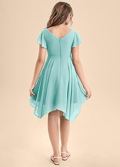Azazie Janeaurelia Junior Aqua A-Line Pleated Chiffon Dress image2