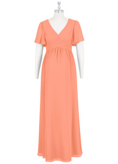 Azazie Verna Brautjungfernkleider für Schwangere A-Linie V-Hals Gerüscht Chiffon Bodenlänge Kleid image7